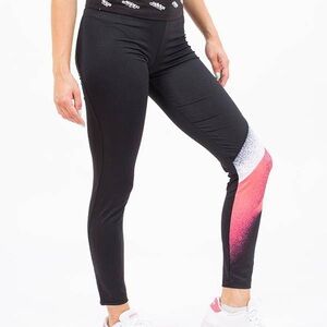 Adidas Leggings Black with Pink and White Accents